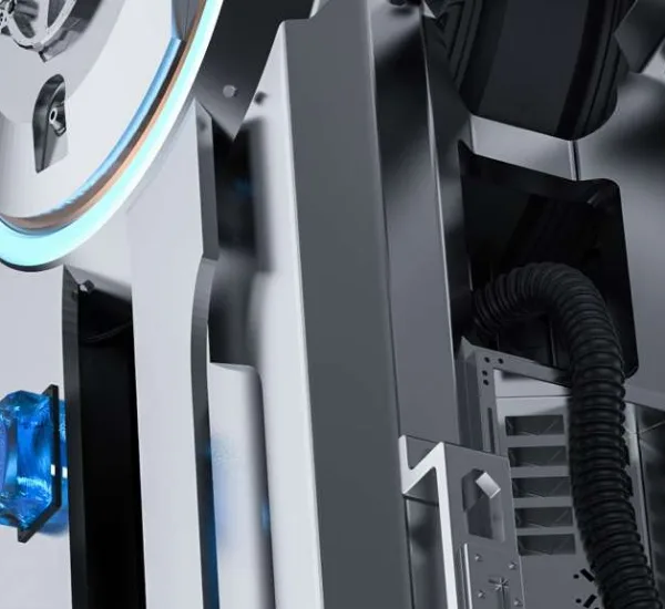 Service robot arm in a bright modern facility
