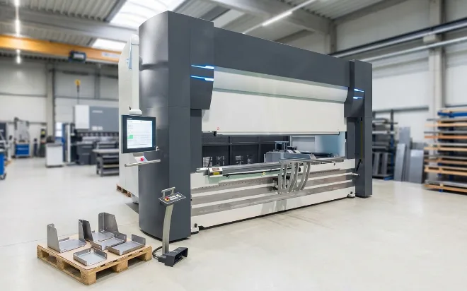 CNC press brake in a sheet-metal workshop